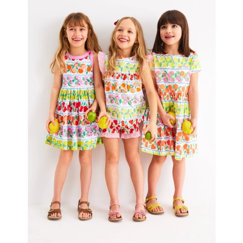 BodenFrill Sleeve Woven Top Rainbow Fruit Stripe