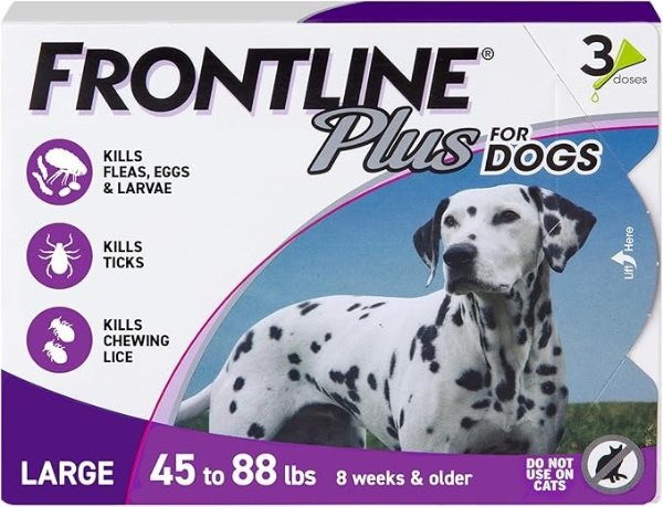 Plus Flea and Tick Control for Dogs and Puppies 8 weeks or older, 45 to 88 lbs, 3-Doses