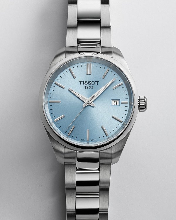 PR 100 Quartz Ice Blue Dial Ladies Watch T1502101135100