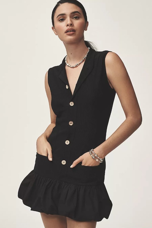 anthropologie Blue Tassel Sleeveless Knit Bubble Mini Dress 49.95