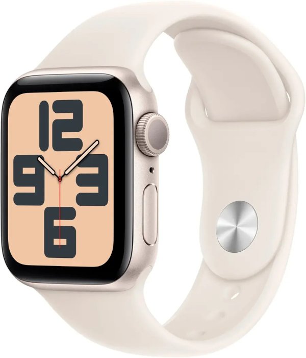 Watch SE 2nd Generation (GPS) 40mm Aluminum Case with Starlight Sport Band - S/M - Starlight - (2024)
