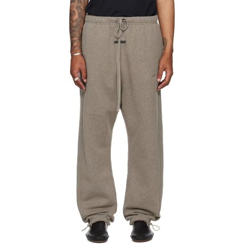 Brown Relaxed Fleece Piping Sweatpants