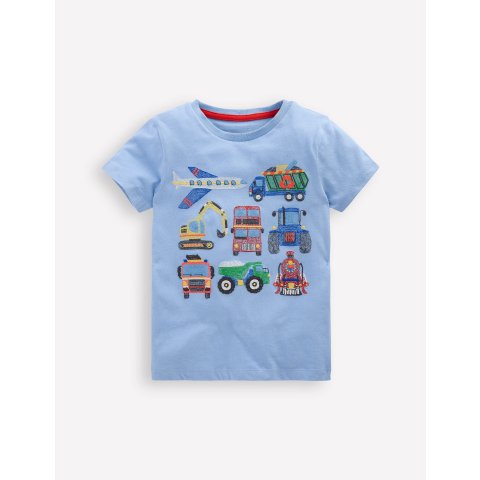 BodenSuperstitch T-Shirt Glacier Blue Vehicles