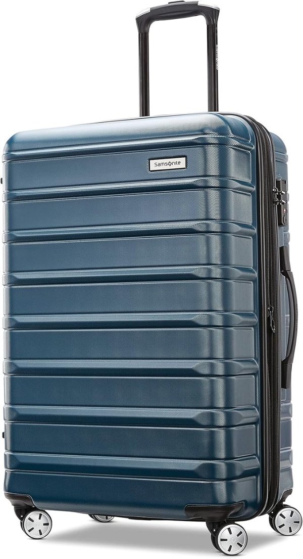 Omni 2 Hardside Expandable Luggage with Spinner Wheels, Checked-Medium 24-Inch, Nova Teal