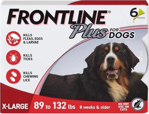 Plus for Dogs Extra Large Dog (89 to 132 pounds) Flea and Tick Treatment, 6 Doses