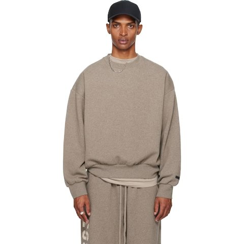 Brown Classic Fit Fleece Crewneck Sweatshirt