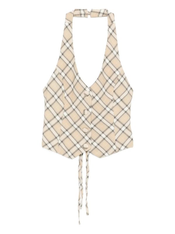 halter-neck plaid waistcoat