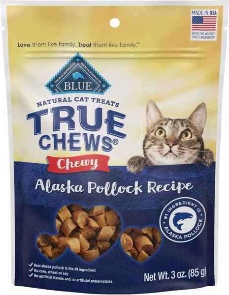 Blue Buffalo True Chews Natural Chewy Alaska Pollock Cat Treats, 3-oz bag