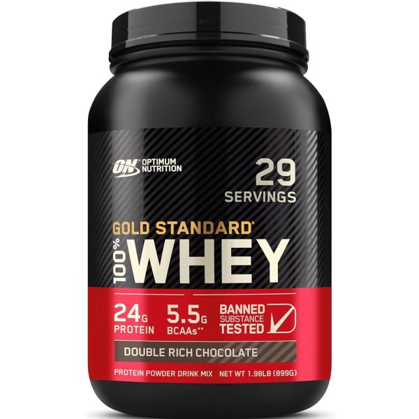 Optimum Nutrition Gold Standard 100% Whey Protein Powder, Double Rich Chocolate, 2 Pound (Packaging May Vary)