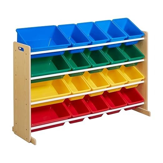 4-Tier Organizer with 20 Bins, Toy Storage, Natural/Primary