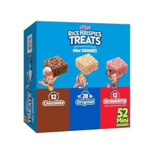 Rice Krispies Treats Mini Crispy Marshmallow Squares, Kids Snacks, Lunch Snacks, Variety Pack, 20.1oz Box (52 Bars)