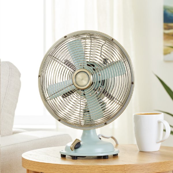 New 8 in Sage Vintage Table Fan with Oscillation