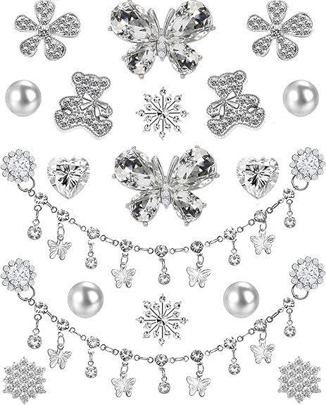 Butterfly Rhinestone Shoe Charm with Chain for Women