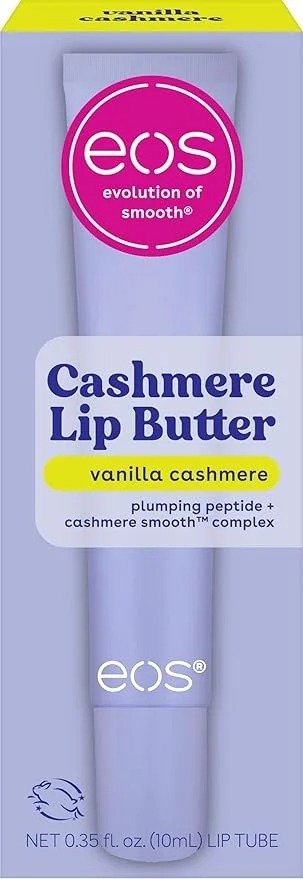 eos Cashmere Lip Butter, Vanilla Cashmere, Plumping Peptides for Smooth Lips, 0.35 fl oz