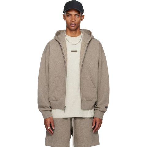 Brown Classic Fit Fleece Zip-Up Hoodie