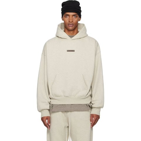 Beige Classic Fit Fleece Hoodie