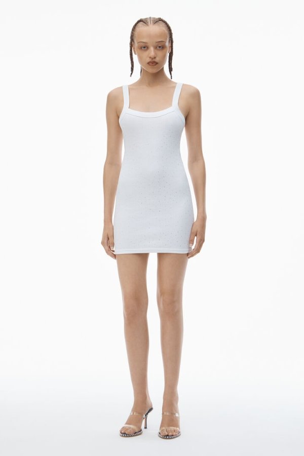 Crysal Hotfix Cami Dress in Waffle Knit