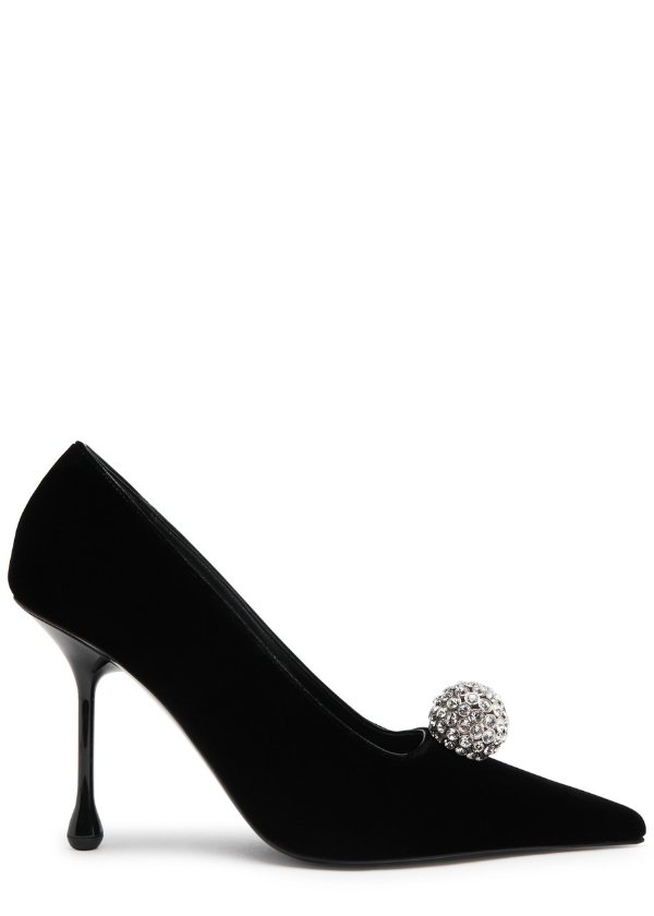 Further Reductions Orb 100 crystal-embellished velvet pumps