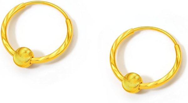 24K Gold Lightweight Small Hoop Earrings for Women