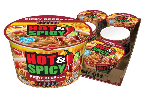 Nissin Hot & Spicy Ramen Noodle Soup Pack of 6