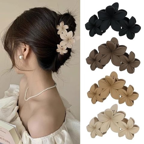 Hawaiian Flower Hair Clips 4-Pack