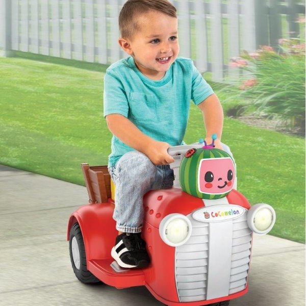 6V Cocomelon Battery Powered Ride on Tractor with Sounds, Kids Ages 18mos and up