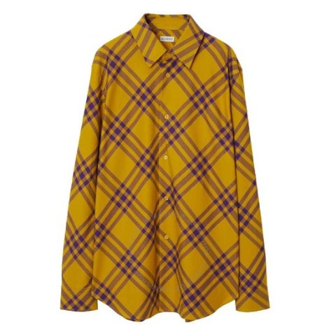 BurberryCotton Check Shirt In Pear
