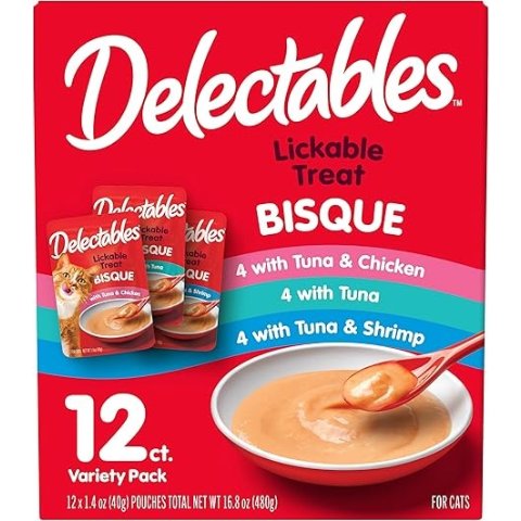 Delectables Bisque Wet Cat Treats Chicken Tuna Shrimp 12 Count