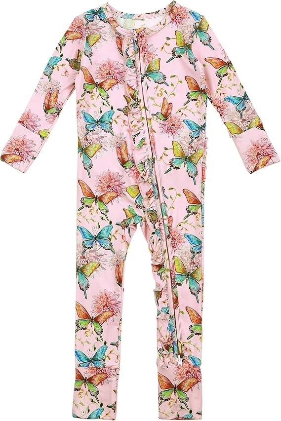 Bamboo Viscose Baby Girl Pajamas 2-Way Zipper