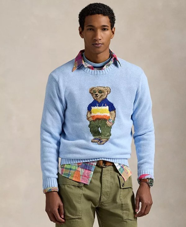 Men's Polo Bear Cotton Sweater
