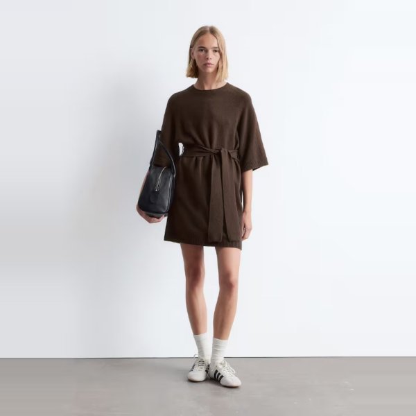 Knitted T-Shirt Mini Dress - Dark Brown - & Other Stories