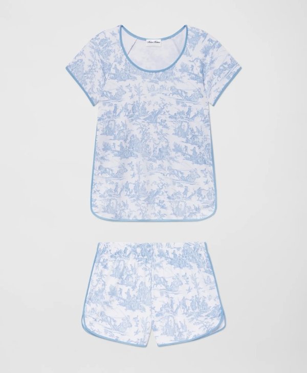 X LAKE Women's Shorts Pajamas Set in Classic Blue Toile