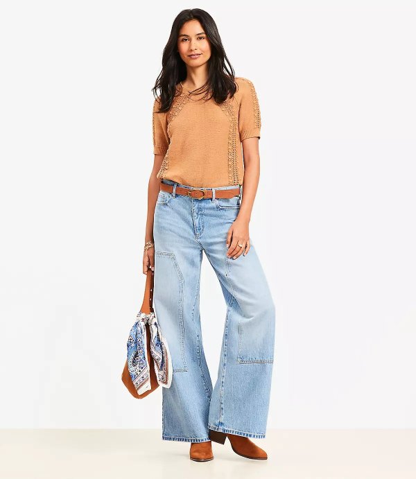 High Rise Wide Leg Carpenter Jeans in Classic Indigo Wash