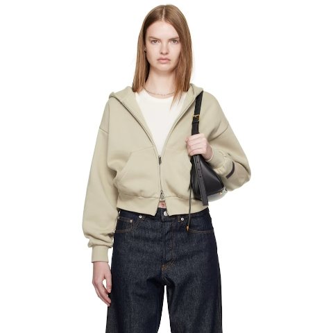 Classic Fit Zip-Up Hoodie Taupe