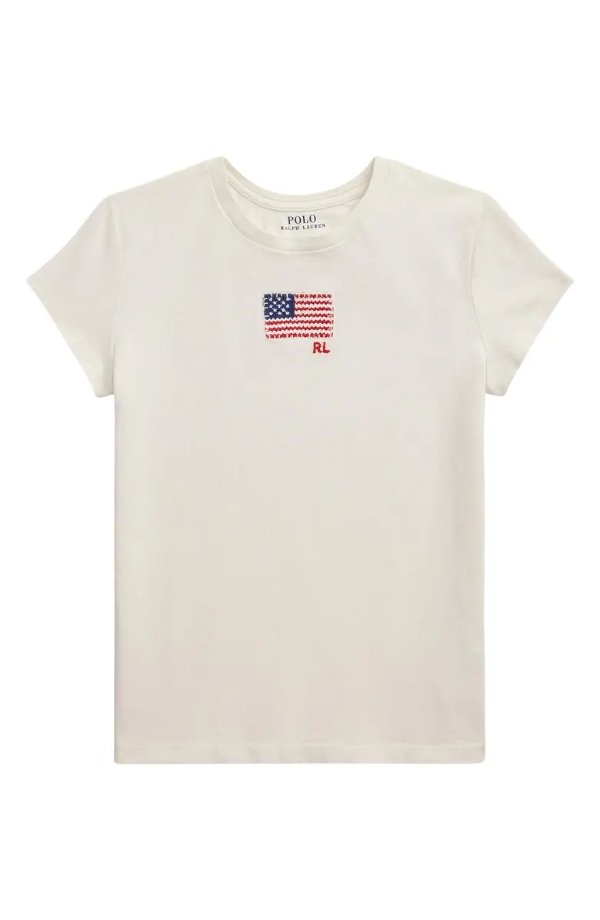 Embroidered Flag Cotton Kids' T-Shirt