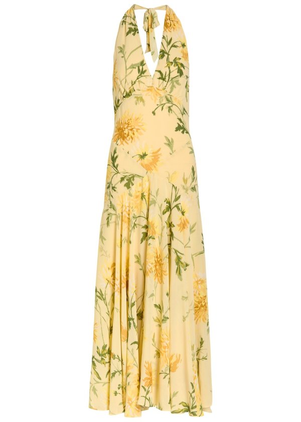 Briony panelled floral-print georgette midi dress