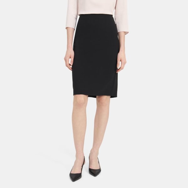 Skinny Pencil Skirt in Stretch Wool