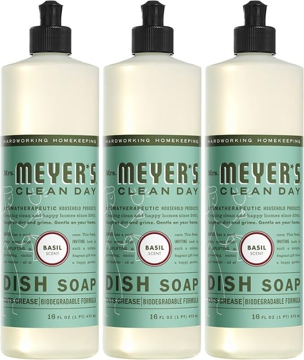 MRS. MEYER'S Liquid Dish Soap Basil 16oz 3-Pack
