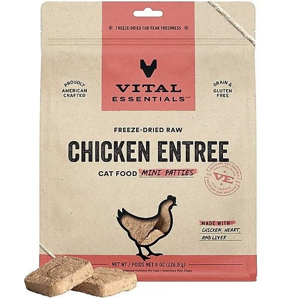 Freeze-Dried Raw Chicken Mini Patties Entree Cat Food, 8-oz bag