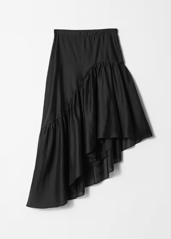 Asymmetric Ruffle Midi Skirt - Black - & Other Stories