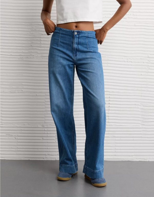 AE Dreamy Drapey Stretch Super High-Waisted Baggy Wide-Leg Jean