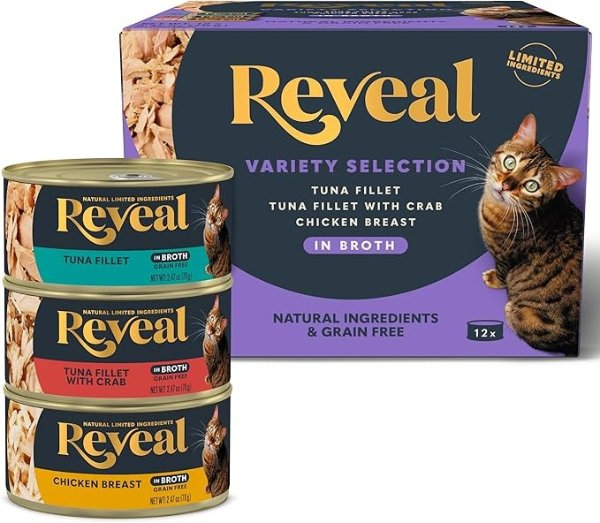 Reveal Wet Cat Food Fish Chicken 2.47oz 12-Pack