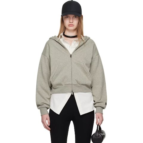 Gray Classic Fit Zip-Up Hoodie