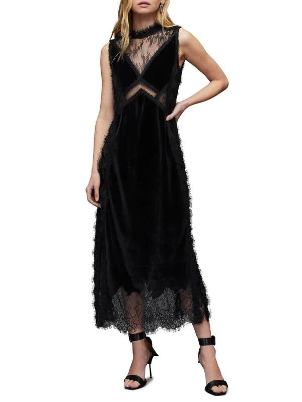 Mila Velvet Lace Maxi Dress