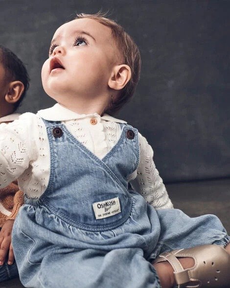 Baby Vintage Inspired Chambray V-Neck Overalls - Nostalgia Wash