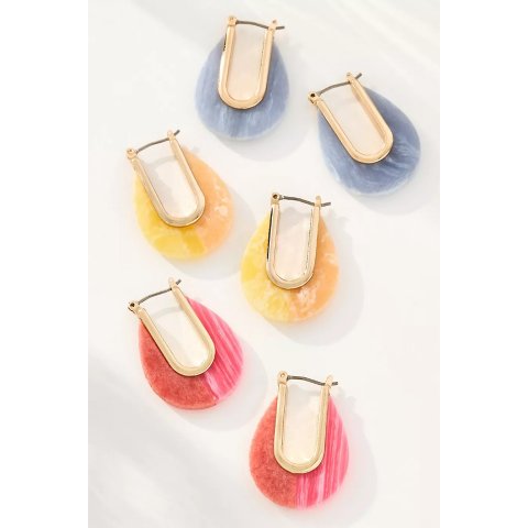 Half & Half 椭圆耳环 金色