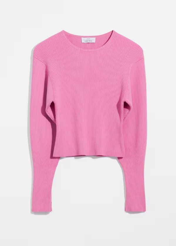 Rib-Knit Top - Red - Long sleeve tops - & Other Stories