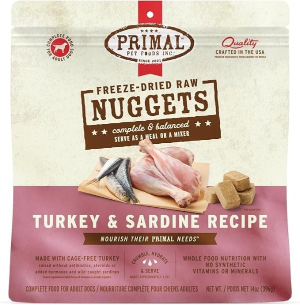  Freeze Dried Raw Dog Food Turkey & Sardine 14oz