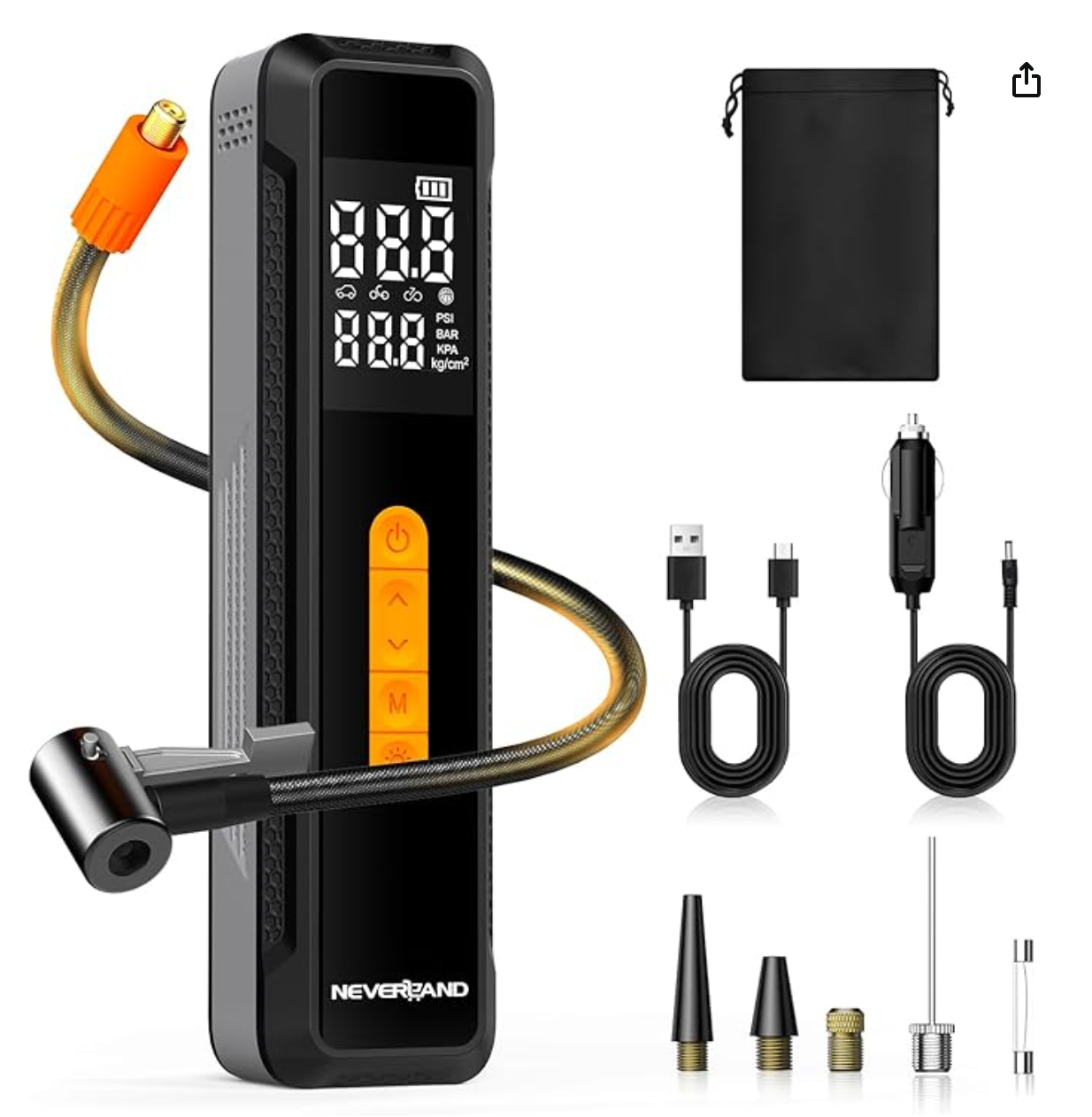Amazon.com: NEVERLAND Tire Inflator Portable Air Compressor - with 20000mAh Battery, 150 PSI Air Pump For Car Tires