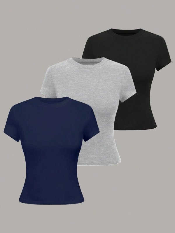 GlowEve Women's Round Neck Short Sleeve Blouse